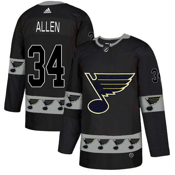 Men St.Louis Blues #34 Allen Black Adidas Fashion NHL Jersey